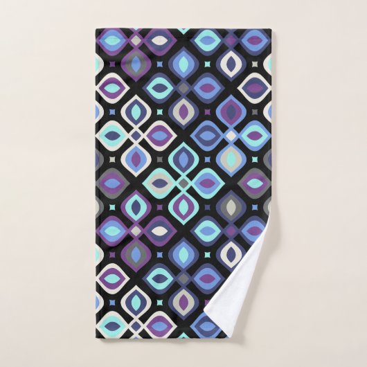 Katten-oog 70's geïnspireerde geometrische flora bad handdoek (Handdoek)