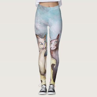 Katten, oorspronkelijke kunst, pastelkleuren, scha leggings