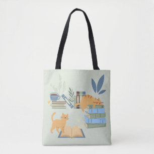 Katten op boeken draagtas