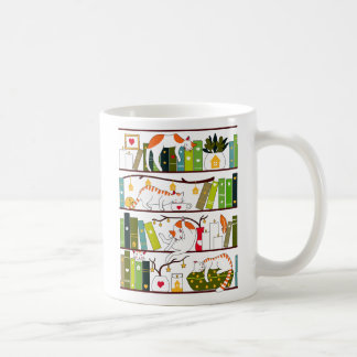 Katten op boekenplank, kat en boekenboekje koffiemok