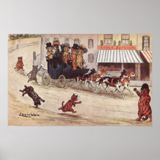 Katten op Coach Race Down High Street Poster