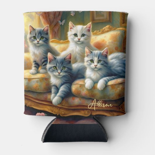 Katten op de bank - leuke scène in  look blikjeskoeler (Voorkant)