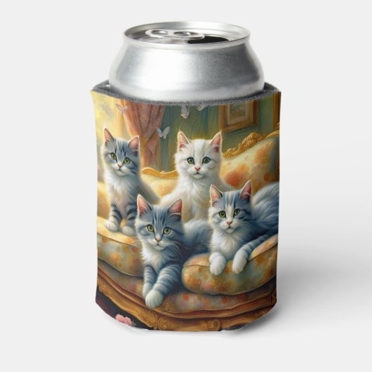 Katten op de bank - leuke scène in  look blikjeskoeler (Blikje Achterkant)