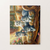 Katten op de bank - leuke scène in  look legpuzzel (Verticaal)