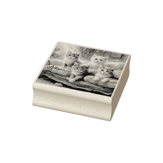 Katten op de bank - leuke scène in  look 	rubberstempel (Stempel)