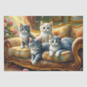 Katten op de bank - leuke scène in  look tissuepapier (Voorkant)