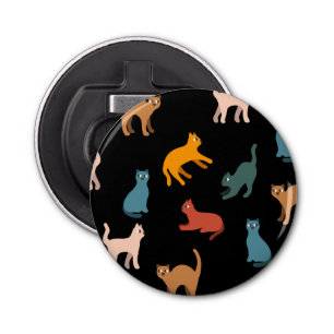 Katten op de zwarte button flesopener