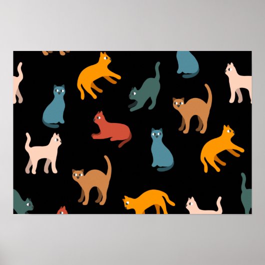 Katten op de zwarte poster (Voorkant)