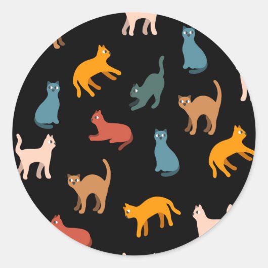Katten op de zwarte ronde sticker (Voorkant)