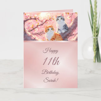 Katten op een Cherry Blossom Tree Girls Birthday Kaart