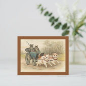 "Katten op een Coach Ride"  Briefkaart (Staand voorkant)