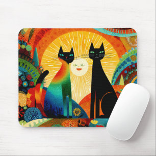 Katten op een heldere en kleurrijke achtergrond, muismat