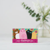  Katten op Floral Visitekaartje (Staand voorkant)
