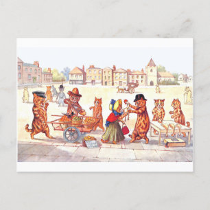 Katten op het marktplein door Louis Wain Briefkaart