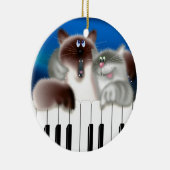 Katten op Piano Keramisch Ornament (Rechts)