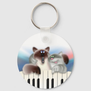 Katten op Piano Sleutelhanger