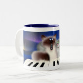 Katten op Piano Tweekleurige Koffiemok (Voorkant links)