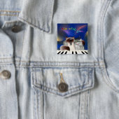 Katten op Piano Vierkante Button 5,1 Cm (In situ)
