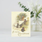  Katten Op Trappen Vrolijke Kerstpost Kaart (Staand voorkant)