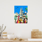 Katten op vakantie bezoeken de toekomst poster (Keuken)