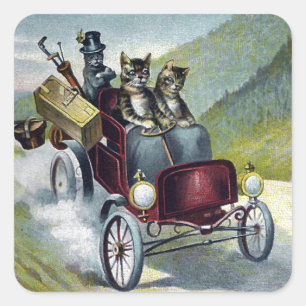Katten op Vakantie in de Catvaardigheidsbergen Vierkante Sticker