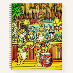 Katten op vakantie in een Tiki Bar Journaal Notitieboek