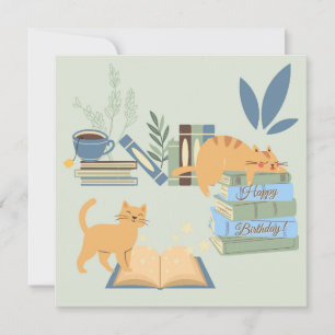 Katten op verjaardagsboeken kaart