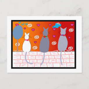 Katten op zonsondergang briefkaart
