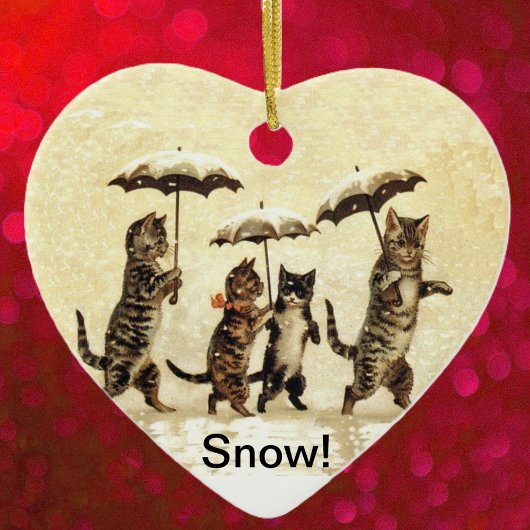 katten paraplu's sneeuw keramisch ornament
