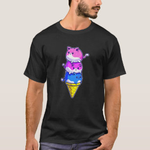 Katten Pastel Paars Roze Blauw Ijsje Schattig T-shirt