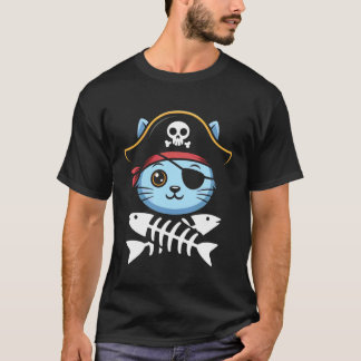 Katten Piraat Skelet Vrijbuiter Varend Boot Kapite T-shirt