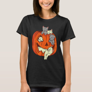 Katten Pompoen Gesneden Jack O Lantern Kat Hallowe T-shirt