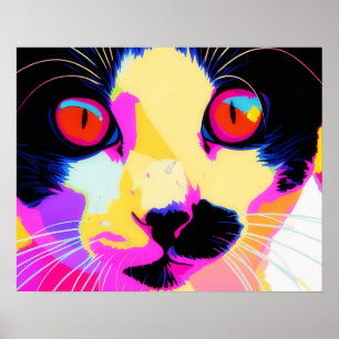 Katten Pop Art Neon Kleurrijke Poster
