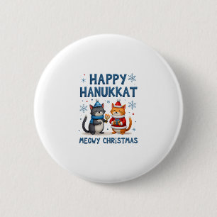Katten Prettig Kerstfeest Gelukkig Hanukkah Joods Ronde Button 5,7 Cm