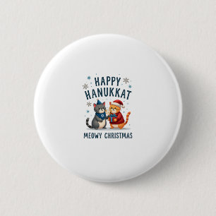 Katten Prettig kerstfeest Gelukkig Hanukkah Joods Ronde Button 5,7 Cm