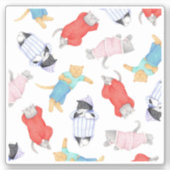 KATTEN PYJAMA 4x4 Vinyl Sticker (Voorkant)