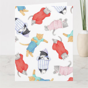 KATTEN PYJAMA Grote Verjaardag Kaart