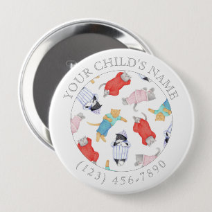 KATTEN PYJAMA Kind ID Button - Wit
