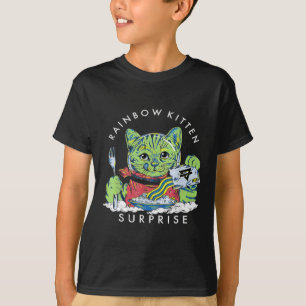 Katten Rainbow Kitten Surprise Cute Eat Retro Anim T-shirt