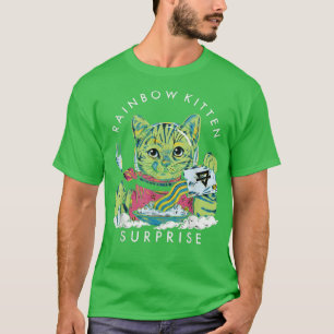 Katten Rainbow Kitten Surprise Cute Eat Retro Anim T-shirt
