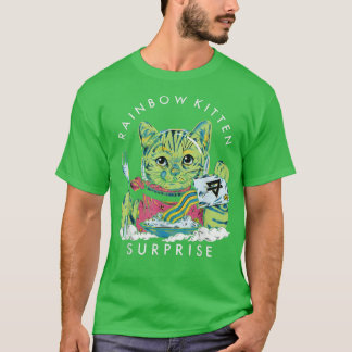Katten Rainbow Kitten Surprise Cute Eat Retro Anim T-shirt