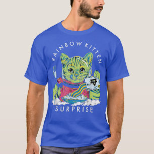 Katten Rainbow Kitten Surprise Cute Eat Retro Anim T-shirt