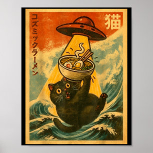 Katten Ramen Grappige Japanse Anime Ufo Mannen Vro Poster