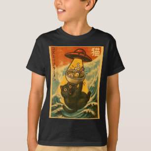Katten Ramen Grappige Japanse Anime Ufo Mannen Vro T-shirt