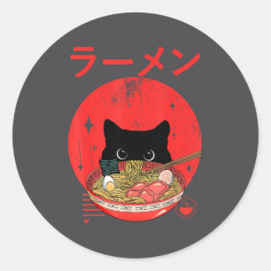 Katten Ramen Japanse Grappige Grafische T-shirts K Ronde Sticker