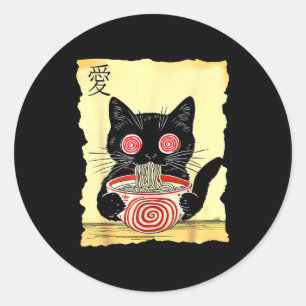 Katten Ramen Japanse Grappige Grafische T-shirts K Ronde Sticker