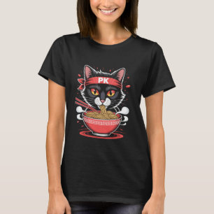 Katten Ramen Tijd Whimsicale Noedel Karakter Kunst T-shirt