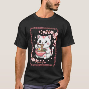 Katten Ramen Tijd Whimsicale Noedel Karakter Kunst T-shirt