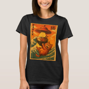 Katten Ramen Ufo Grappige Japanse Anime Mannen Vro T-shirt
