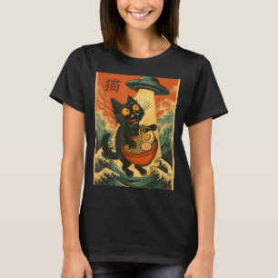 Katten Ramen Ufo Grappige Japanse Anime T-shirt Ma